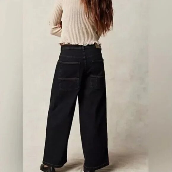 Free People We the Free Piper Mid Rise Crop Wide Leg Jeans NWT Size 26 - Picture 4 of 12